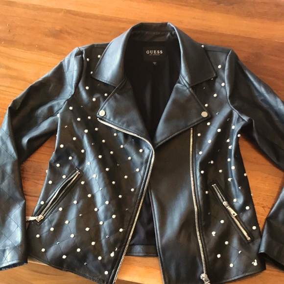 Guess studded pearl zipper leather jacket - Picture 1 of 4